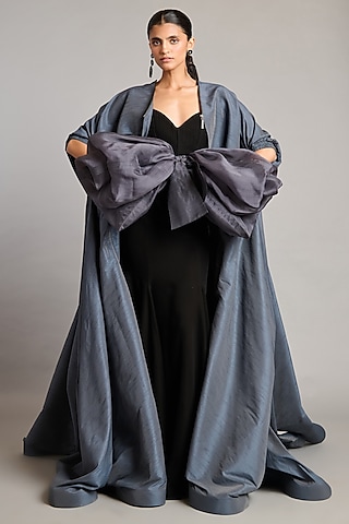 Slate Grey Raw Silk & Dupion Jacket by Siddartha Tytler