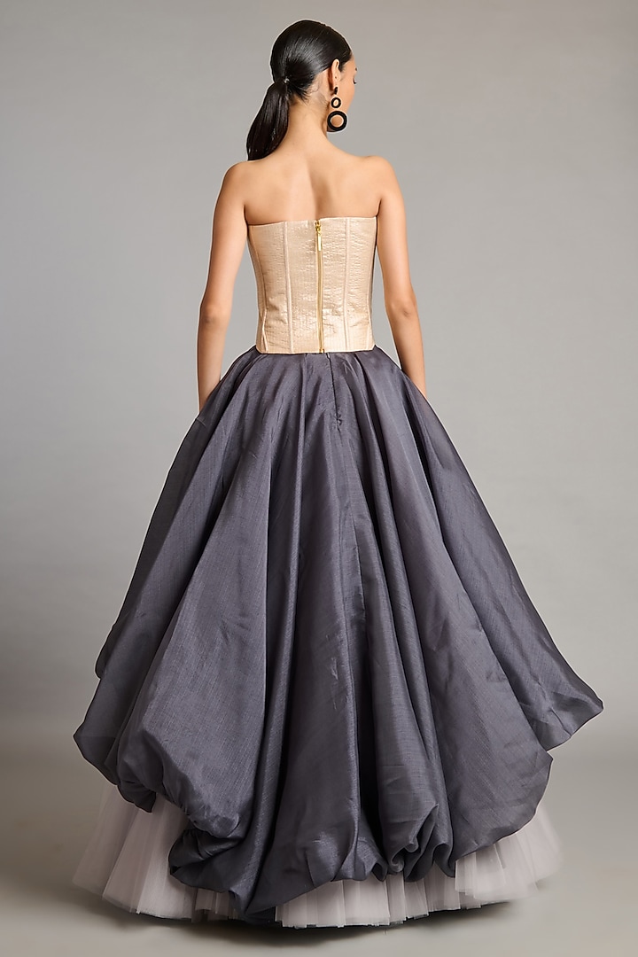 Gold Lamme Quilted Corset Top by Siddartha Tytler at Pernia's Pop Up Shop