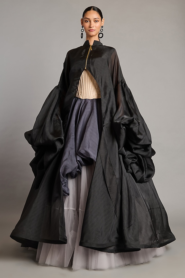 Black Organza Jacket by Siddartha Tytler at Pernia's Pop Up Shop