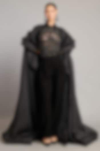Black Organza Jacket by Siddartha Tytler at Pernia's Pop Up Shop