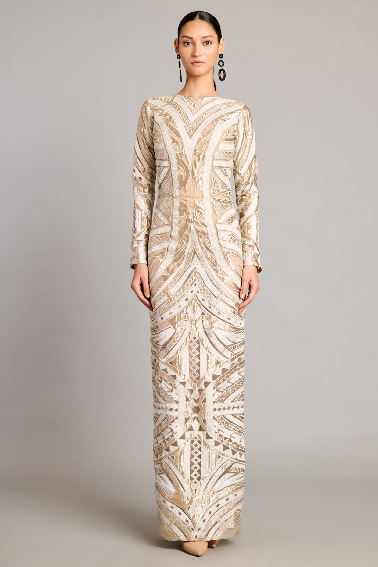Ivory & Gold Net Wedding Gown by Siddartha Tytler at Pernia's Pop Up Shop