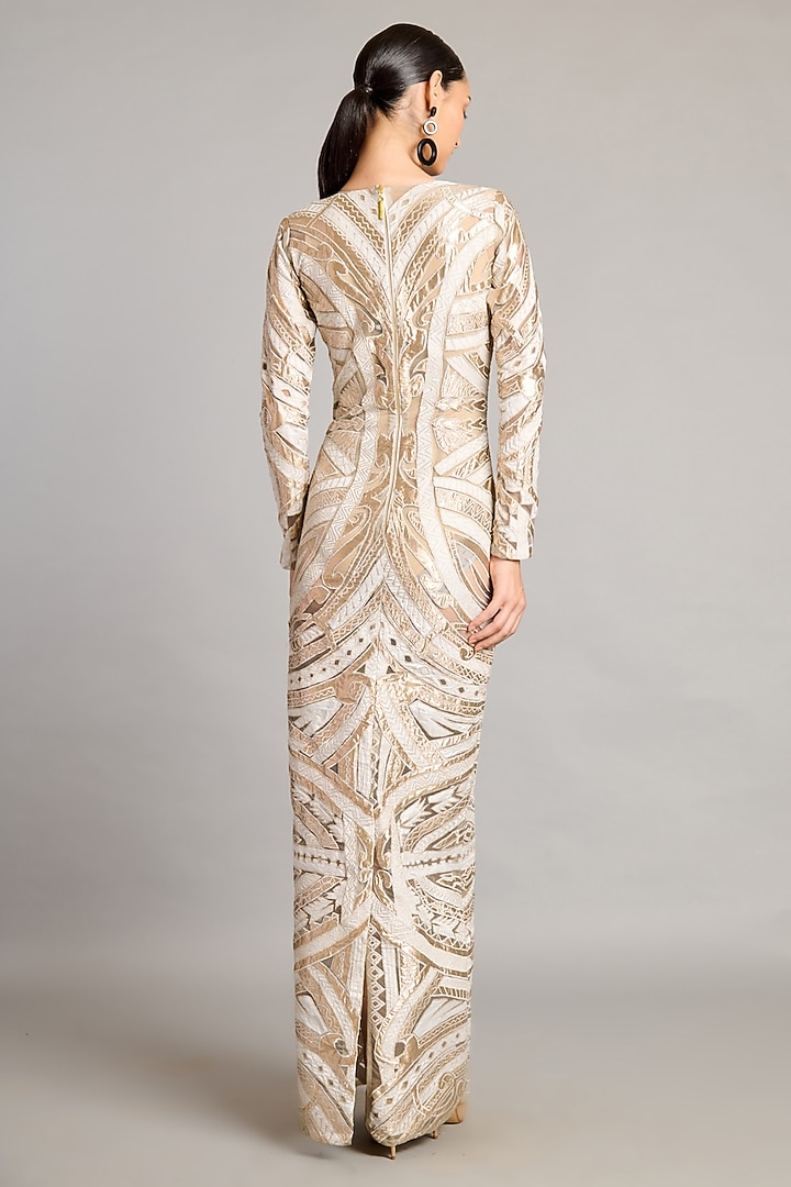 Ivory & Gold Net Wedding Gown by Siddartha Tytler at Pernia's Pop Up Shop