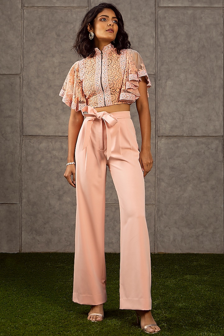 Peach Knotted Pajama Pants by Siddartha Tytler at Pernia's Pop Up Shop