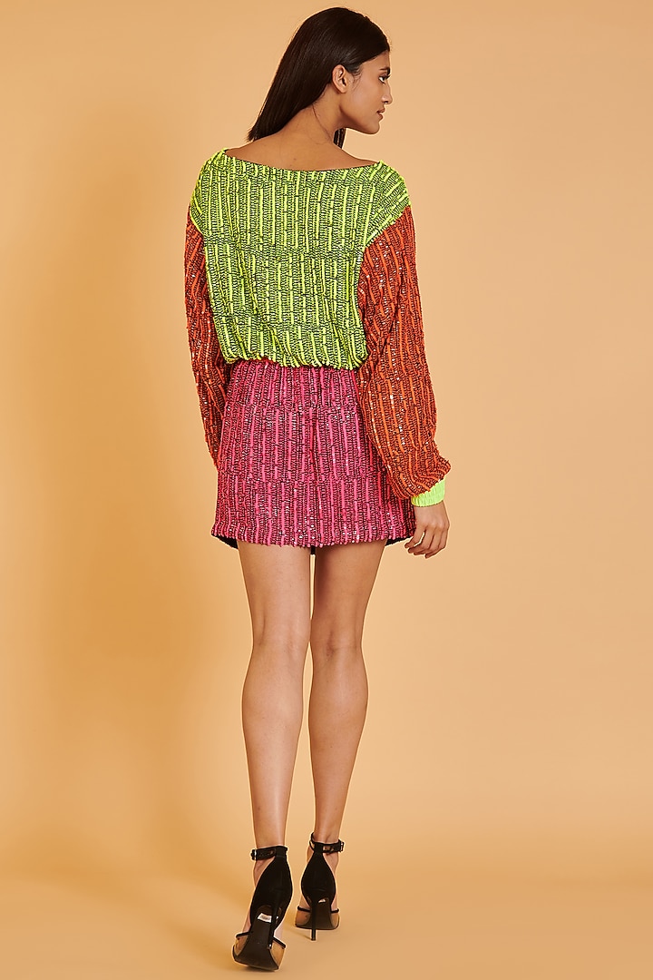Multi-Colored Georgette Embroidered Party Wear Dress by Siddartha Tytler at Pernia's Pop Up Shop