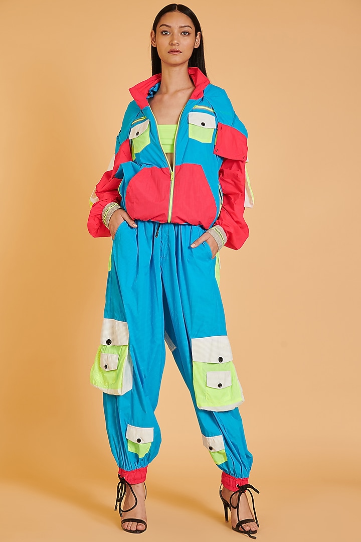 Multi-Colored Parachute Color Blocked Co-Ord Set by Siddartha Tytler at Pernia's Pop Up Shop