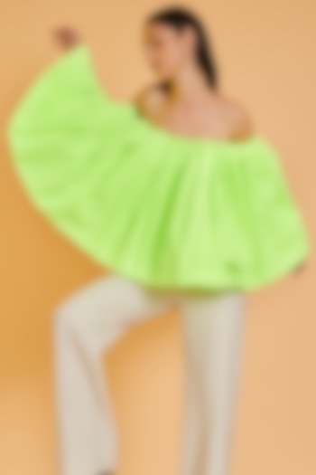 Neon Green Taffeta Bubble Top by Siddartha Tytler at Pernia's Pop Up Shop