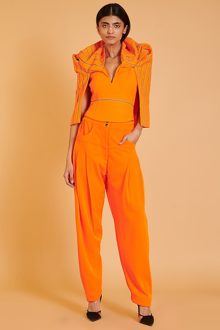 Orange Taffeta Corset Top by Siddartha Tytler at Pernia's Pop Up Shop