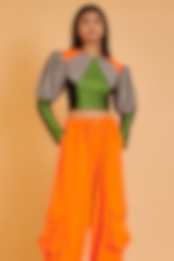 Multi-Colored Lycra Knit Cropped Top by Siddartha Tytler