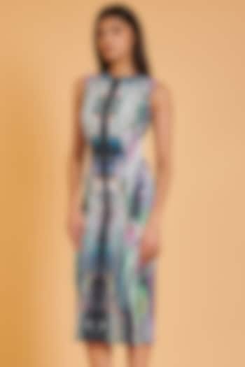 Multi-Colored Lycra Crepe Printed Dress by Siddartha Tytler