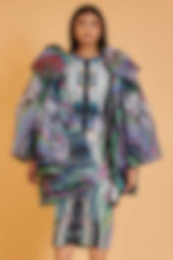 Multi-Colored Organza Printed Bubble Jacket by Siddartha Tytler