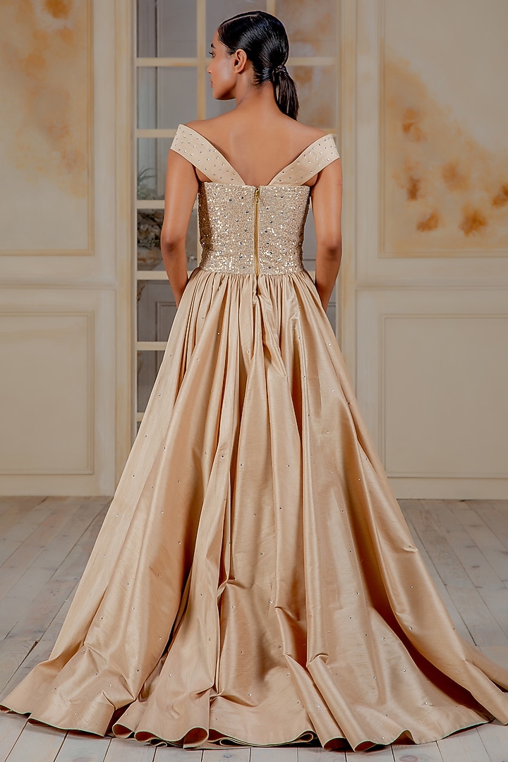 Coffee Sequins Gown by Siddartha Tytler at Pernia's Pop Up Shop