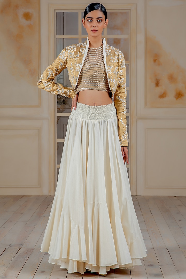 Ivory Multi Paneled Skirt by Siddartha Tytler
