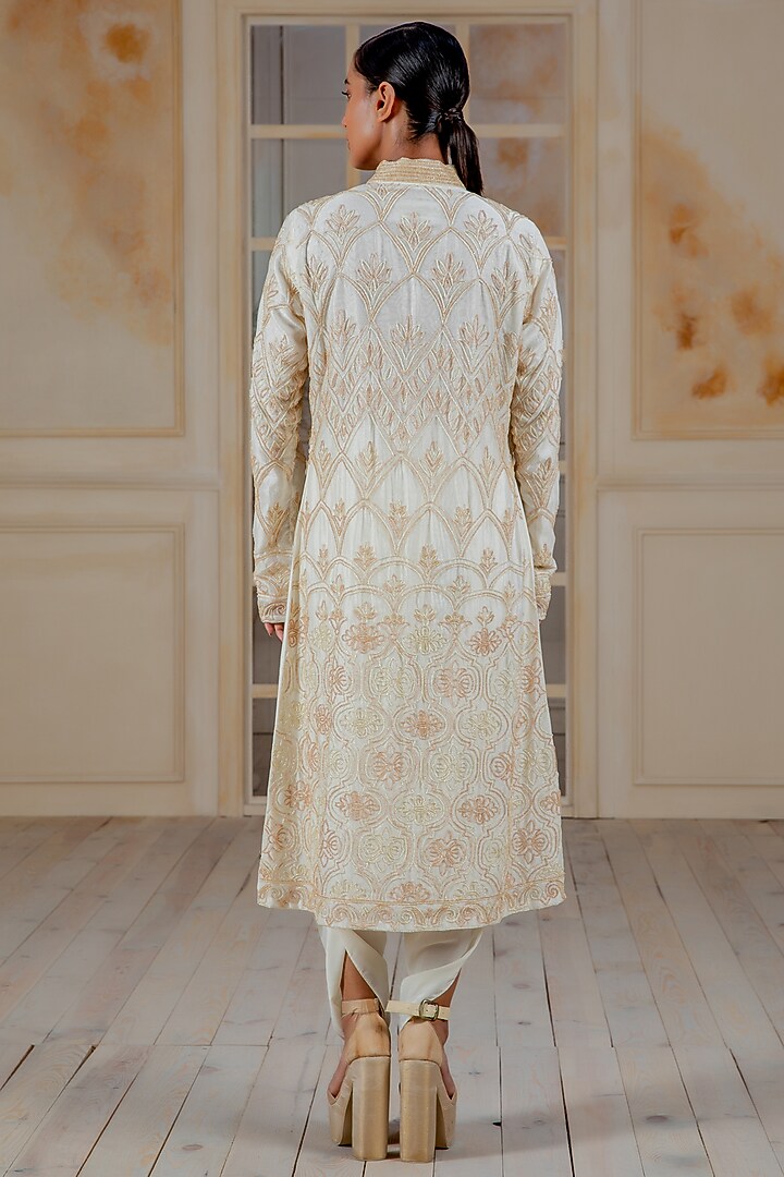 Ivory Mushroom Silk Dhoti Pants by Siddartha Tytler at Pernia's Pop Up Shop