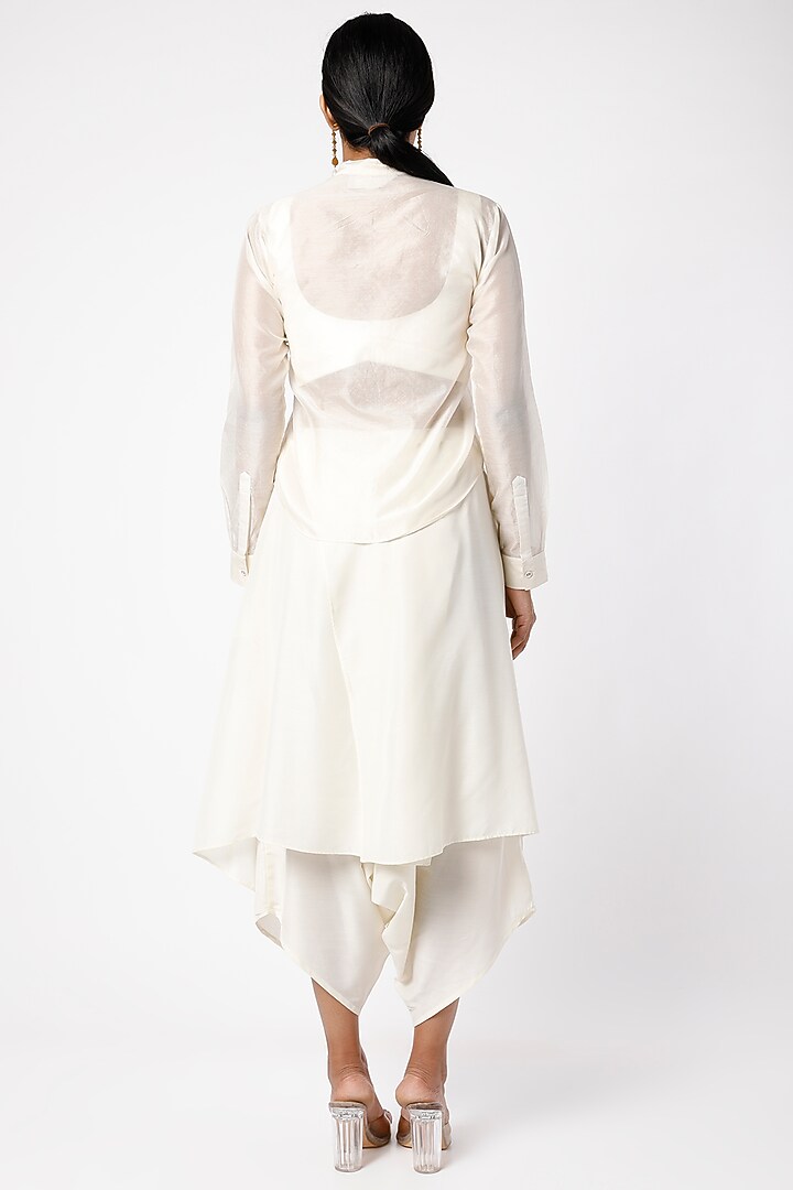 Ivory Mushroom Silk Dhoti Pants by Siddartha Tytler at Pernia's Pop Up Shop