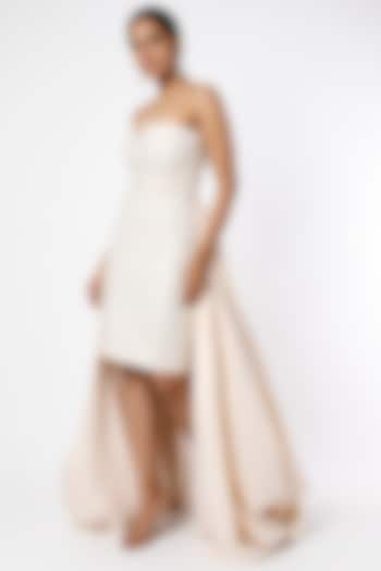 Ivory Silk Taffeta High-Low Gown by Siddartha Tytler at Pernia's Pop Up Shop