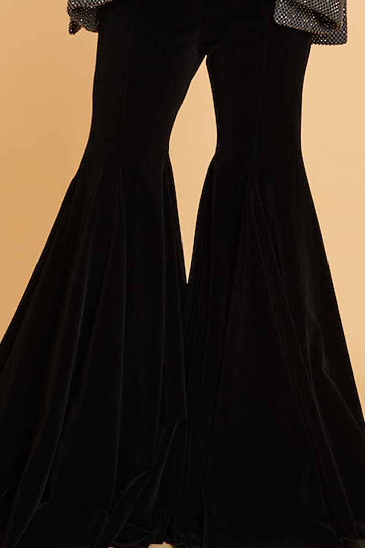 Black Velvet Bell Bottom Pants by Siddartha Tytler at Pernia's Pop Up Shop