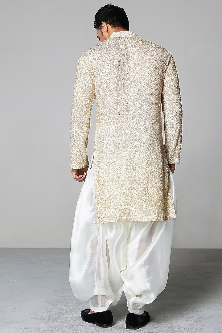 Nude Georgette Hand Embroidered Kurta Set by Siddartha Tytler Men at Pernia's Pop Up Shop