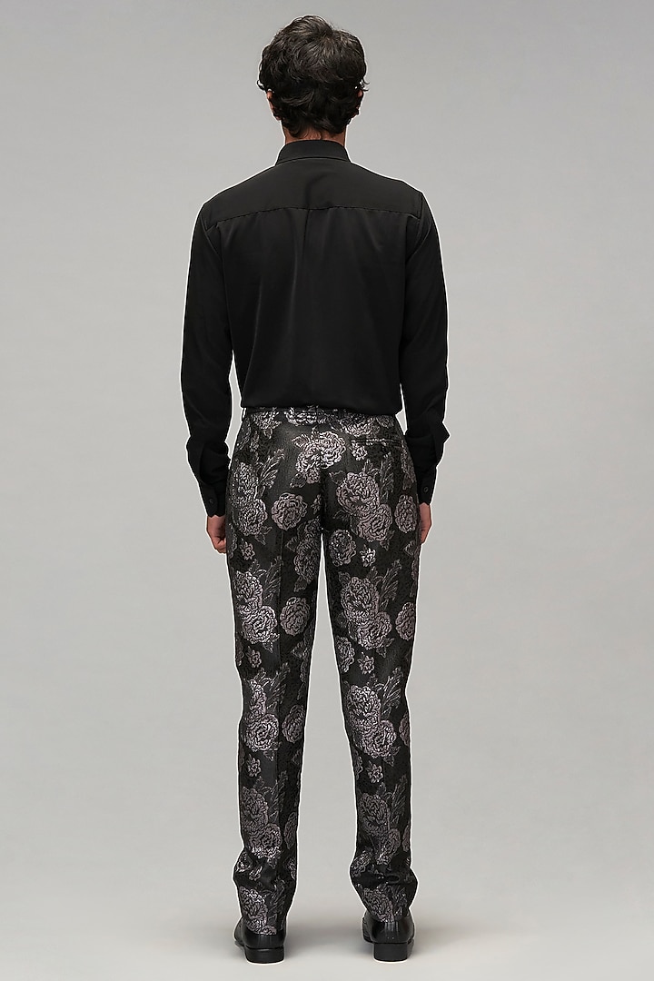 Black Heavy Crepe Velvet Striped Microfiber Wedding Shirt by Siddartha Tytler Men at Pernia's Pop Up Shop