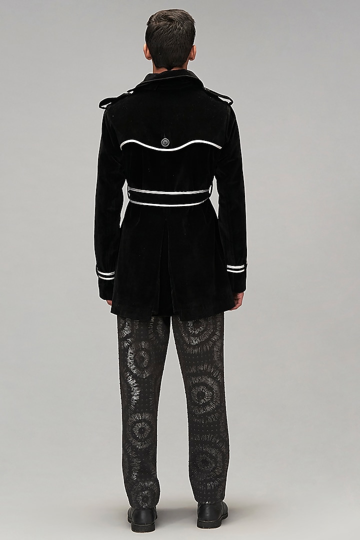 Black Velvet Trench Coat by Siddartha Tytler Men at Pernia's Pop Up Shop