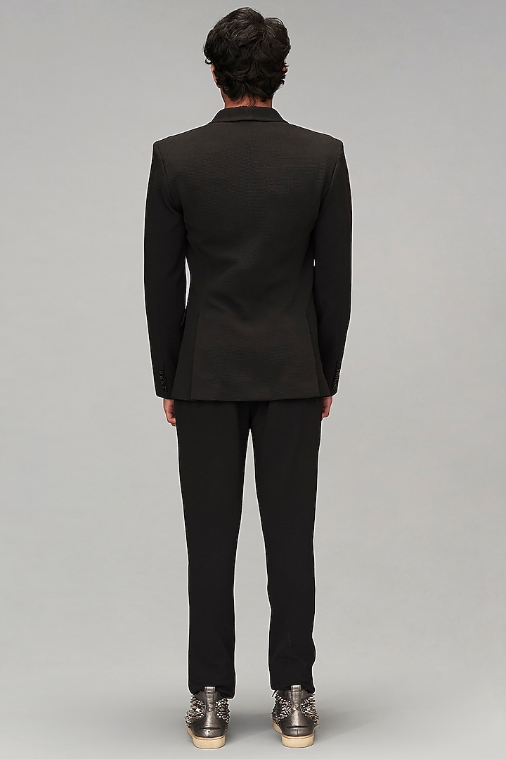 Black Double Knit Suit Set by Siddartha Tytler Men at Pernia's Pop Up Shop