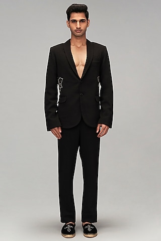Black Blazer Set In Suit Fabric Design by Megha Kapoor Label Men at  Pernia's Pop Up Shop 2024