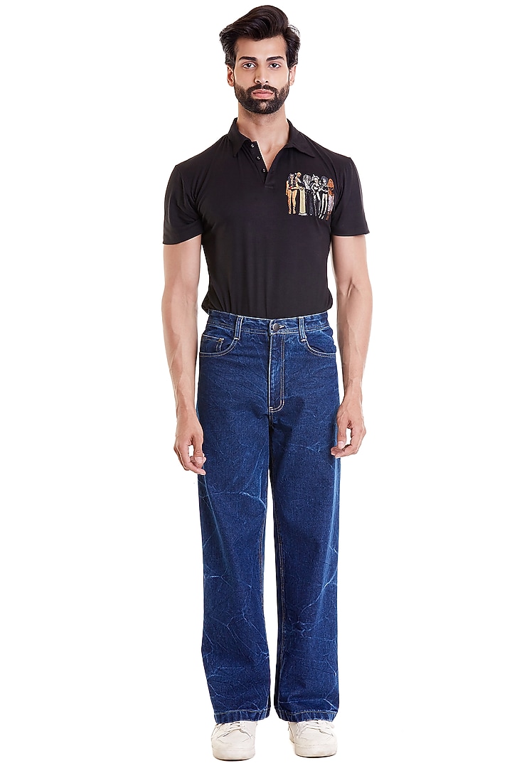 Black T-shirt With Computer Embroidered Patch by Siddartha Tytler Men at Pernia's Pop Up Shop