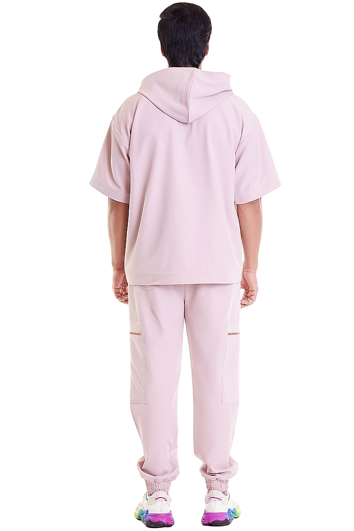 Blush Pink Microfiber Embroidered Jumper by Siddartha Tytler Men at Pernia's Pop Up Shop