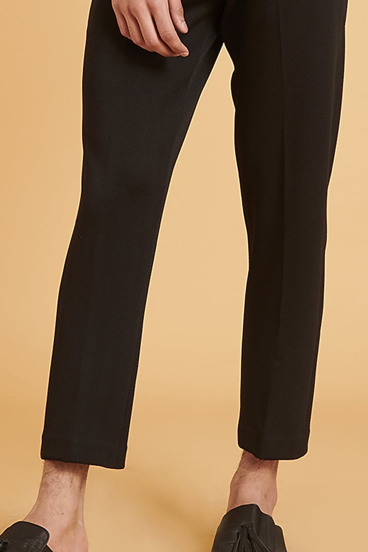 Black Knit Embroidered Blazer Set by Siddartha Tytler Men at Pernia's Pop Up Shop