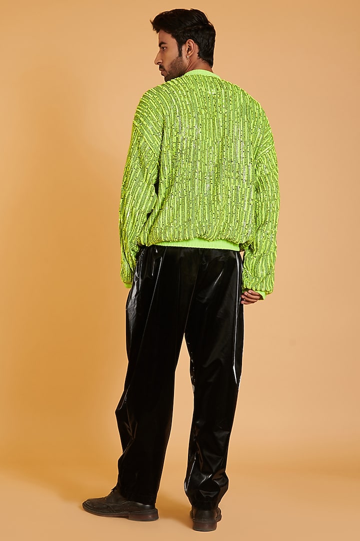 Black Poly Leather Pant Set by Siddartha Tytler Men at Pernia's Pop Up Shop