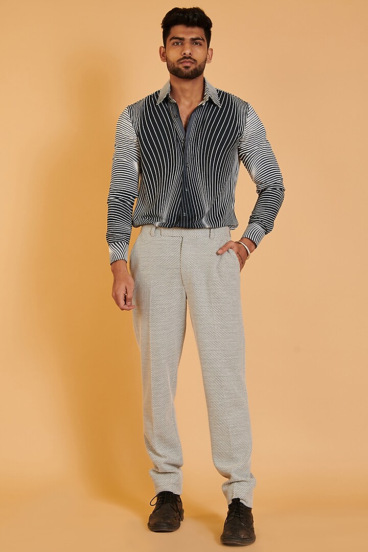 Black & White Microfiber Digital Printed Wedding Shirt by Siddartha Tytler Men at Pernia's Pop Up Shop