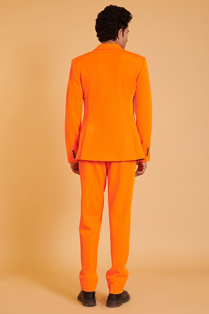 Orange Lycra Knit Suit Set by Siddartha Tytler Men at Pernia's Pop Up Shop