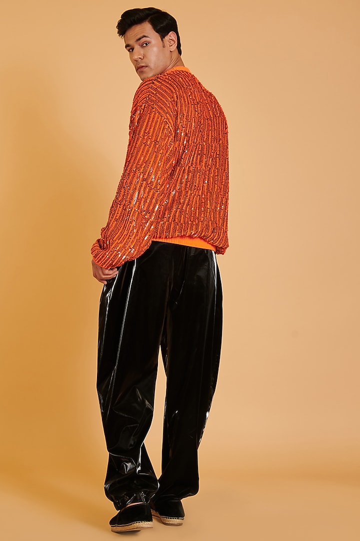 Black Poly Leather Pant Set by Siddartha Tytler Men at Pernia's Pop Up Shop