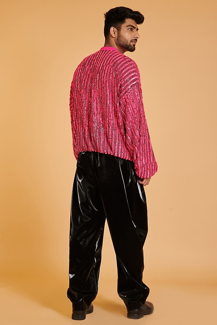 Black Poly Leather Pant Set by Siddartha Tytler Men at Pernia's Pop Up Shop