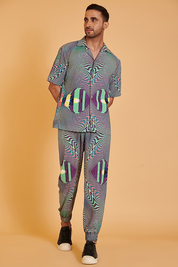 Multi-Colored Heavy Crepe Digital printed Co-Ord Set by Siddartha Tytler Men