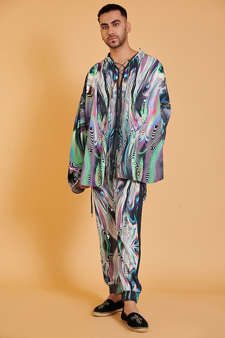 Multi-Colored Heavy Crepe Digital printed Co-Ord Set by Siddartha Tytler Men