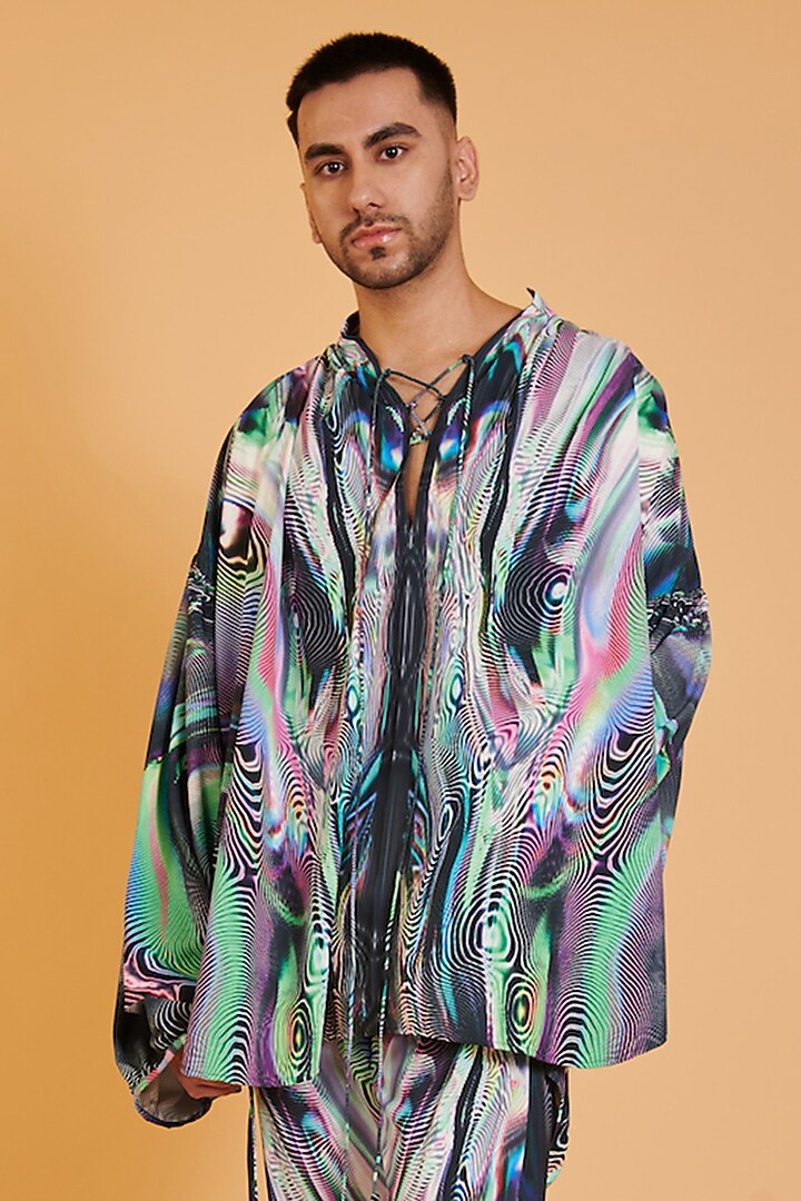 Multi-Colored Heavy Crepe Digital printed Co-Ord Set by Siddartha Tytler Men at Pernia's Pop Up Shop