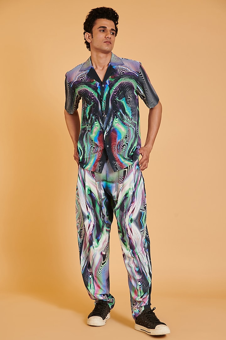 Multi-Colored Heavy Crepe Digital printed Co-Ord Set by Siddartha Tytler Men