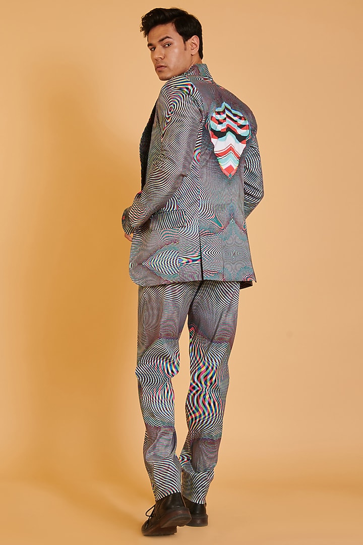 Multi-Colored Lycra Taffeta Digital Printed Suit Set by Siddartha Tytler Men at Pernia's Pop Up Shop