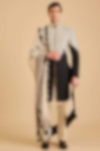 Ivory Silk Organza Gara Embroidered Dupatta by Siddartha Tytler Men at Pernia's Pop Up Shop