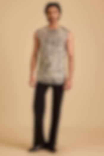 Black & White Net Embroidered Top by Siddartha Tytler Men at Pernia's Pop Up Shop
