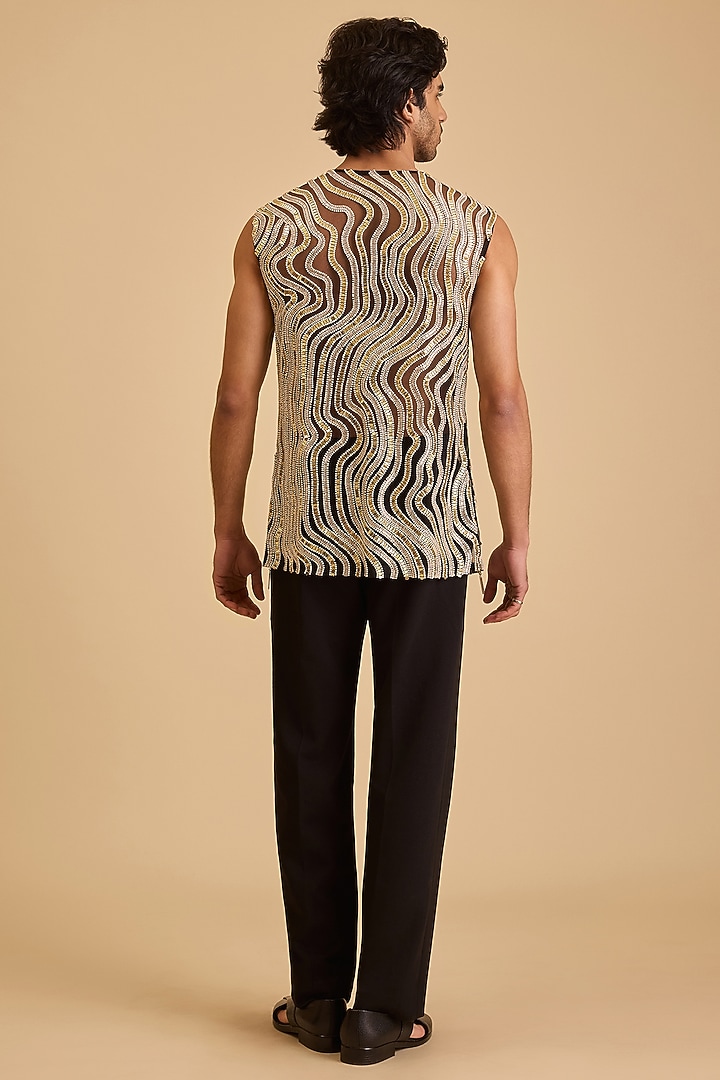 Black & White Net Embroidered Top by Siddartha Tytler Men at Pernia's Pop Up Shop