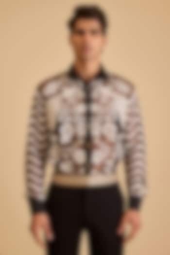 Black Net Aari Embroidered Wedding Shirt by Siddartha Tytler Men at Pernia's Pop Up Shop