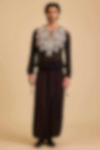 Black French Rayon Harem Pants by Siddartha Tytler Men at Pernia's Pop Up Shop