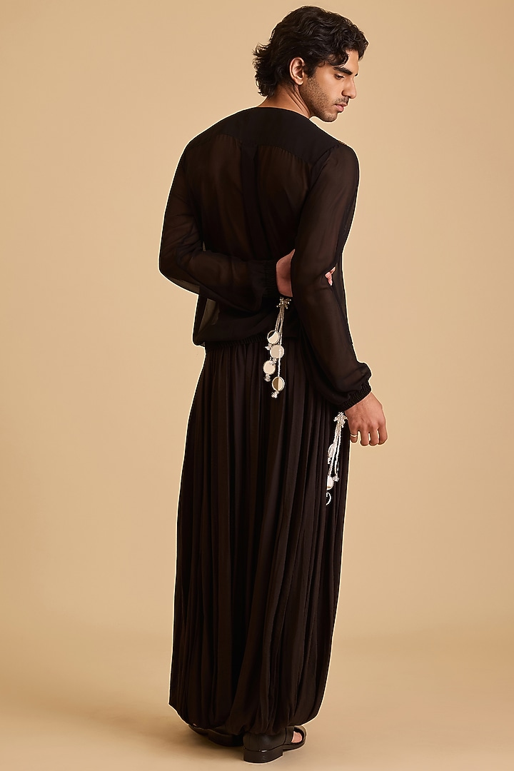 Black French Rayon Harem Pants by Siddartha Tytler Men at Pernia's Pop Up Shop