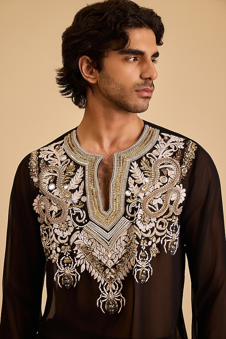Black French Rayon Harem Pants by Siddartha Tytler Men at Pernia's Pop Up Shop