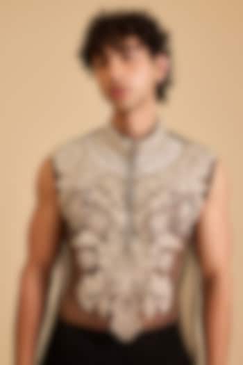 Black Net Embroidered Top by Siddartha Tytler Men at Pernia's Pop Up Shop