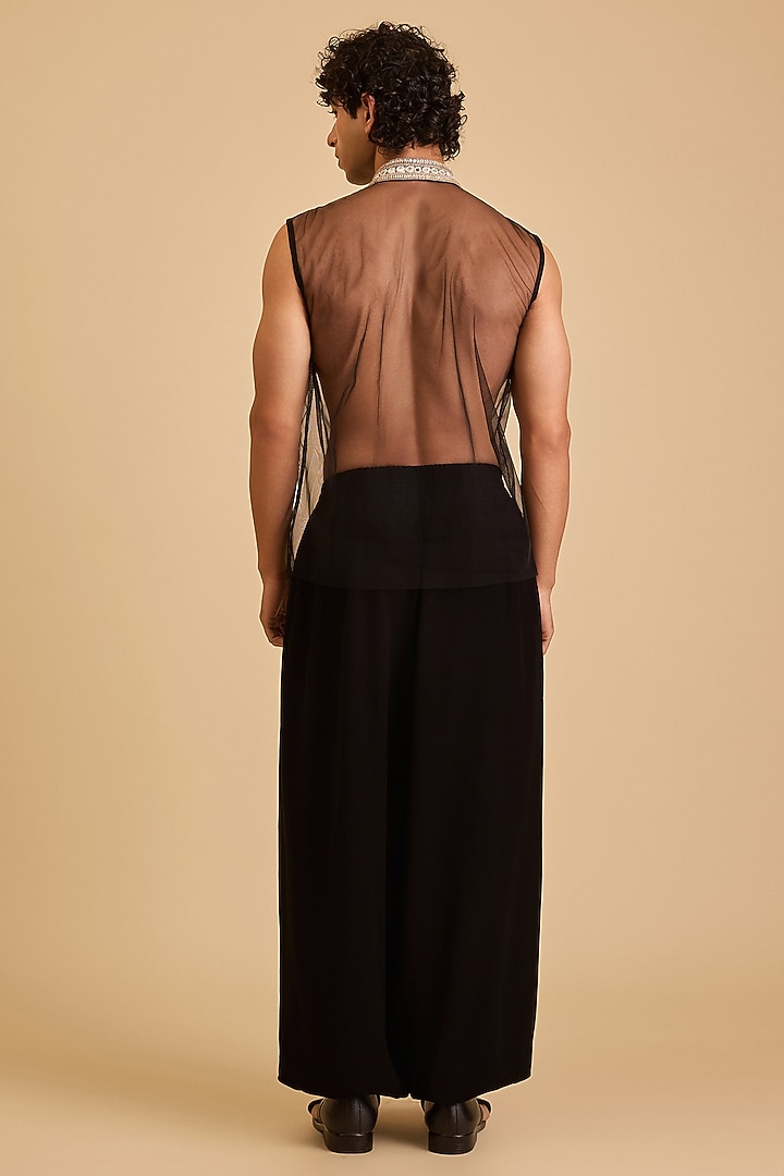 Black Microfiber Oversized Combat Pants by Siddartha Tytler Men at Pernia's Pop Up Shop