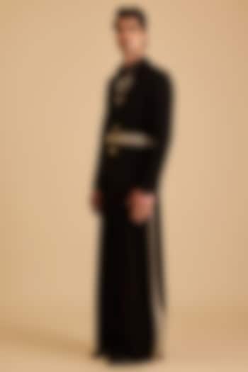 Black Microfiber Shawl Collared Suit Set by Siddartha Tytler Men at Pernia's Pop Up Shop