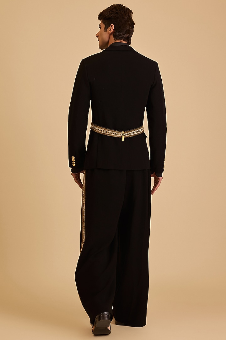 Black Microfiber Shawl Collared Suit Set by Siddartha Tytler Men at Pernia's Pop Up Shop