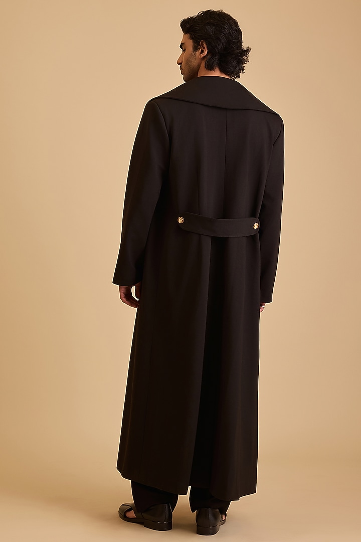 Black Heavy Knit Shawl Collared Overcoat by Siddartha Tytler Men at Pernia's Pop Up Shop